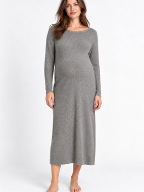 Hatch Gray Ribbed Long Sleeve Merino Wool Maxi Dress size 1 - Small